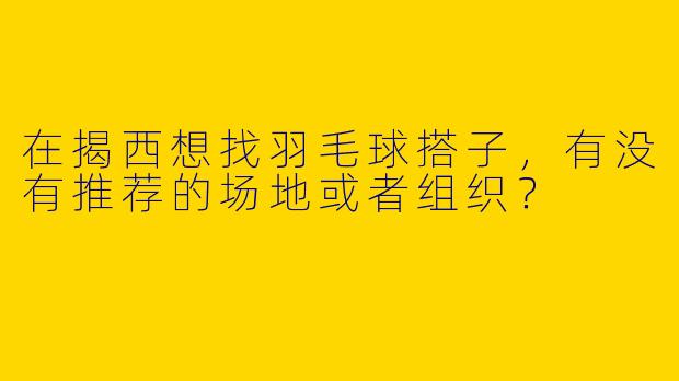 在揭西想找羽毛球搭子，有没有推荐的场地或者组织？
