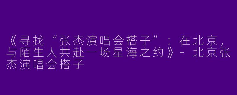 《寻找“张杰演唱会搭子”：在北京，与陌生人共赴一场星海之约》-北京张杰演唱会搭子