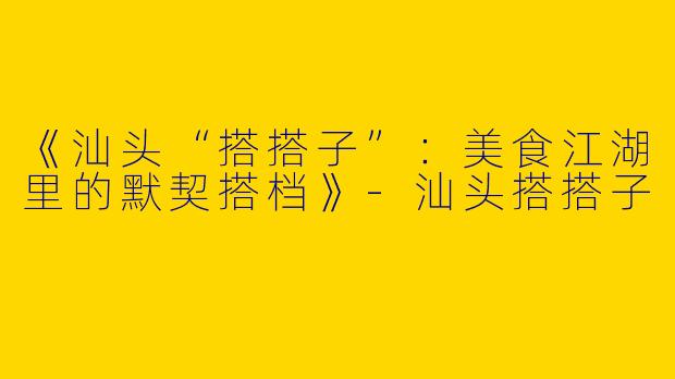 《汕头“搭搭子”：美食江湖里的默契搭档》-汕头搭搭子