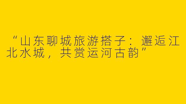 “山东聊城旅游搭子：邂逅江北水城，共赏运河古韵”
