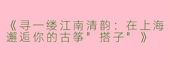 《寻一缕江南清韵：在上海邂逅你的古筝