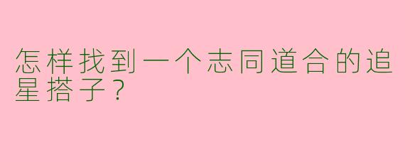 怎样找到一个志同道合的追星搭子？