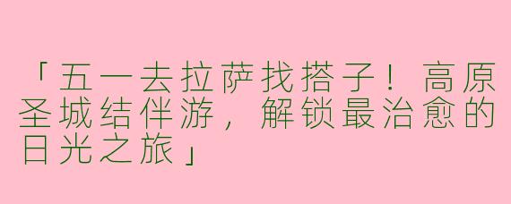 「五一去拉萨找搭子！高原圣城结伴游，解锁最治愈的日光之旅」