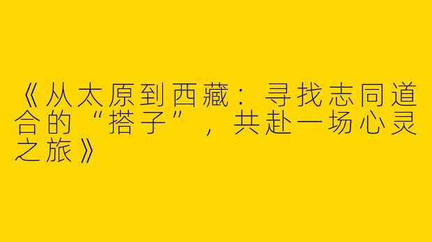 《从太原到西藏：寻找志同道合的“搭子”，共赴一场心灵之旅》