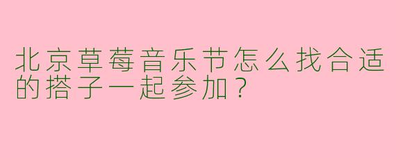 北京草莓音乐节怎么找合适的搭子一起参加？