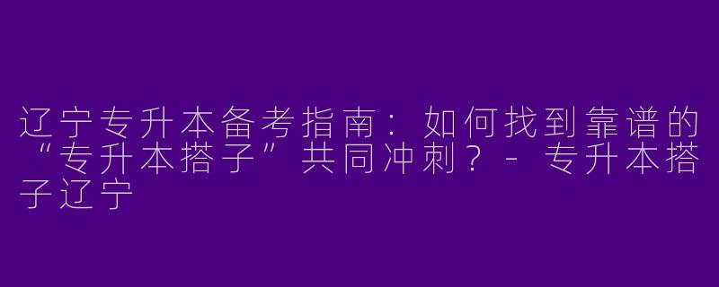 辽宁专升本备考指南：如何找到靠谱的“专升本搭子”共同冲刺？-专升本搭子辽宁