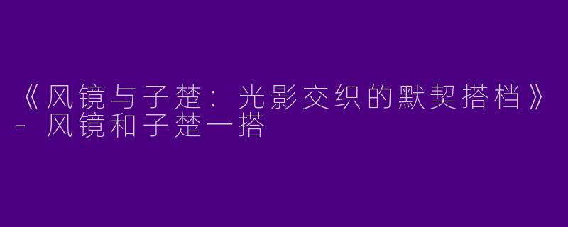 《风镜与子楚：光影交织的默契搭档》-风镜和子楚一搭