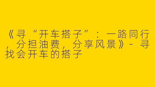 《寻“开车搭子”：一路同行，分担油费，分享风景》