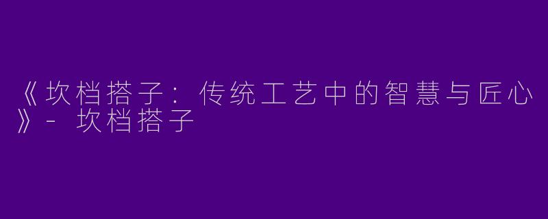 《坎档搭子：传统工艺中的智慧与匠心》-坎档搭子