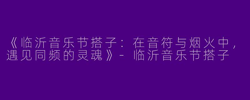 《临沂音乐节搭子：在音符与烟火中，遇见同频的灵魂》-临沂音乐节搭子
