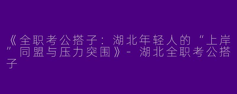 《全职考公搭子：湖北年轻人的“上岸”同盟与压力突围》-湖北全职考公搭子
