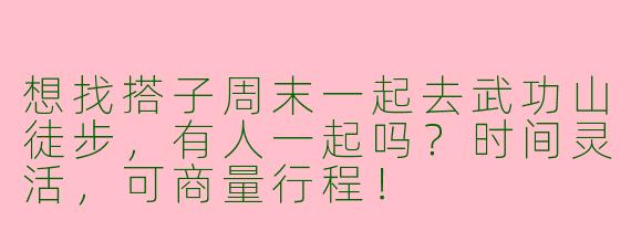 想找搭子周末一起去武功山徒步，有人一起吗？时间灵活，可商量行程！