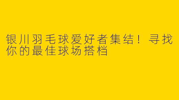 银川羽毛球爱好者集结！寻找你的最佳球场搭档