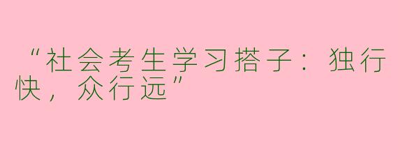 “社会考生学习搭子：独行快，众行远”