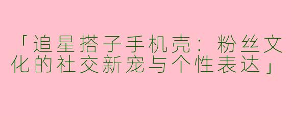 「追星搭子手机壳：粉丝文化的社交新宠与个性表达」