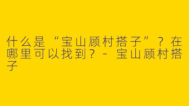 什么是“宝山顾村搭子”？在哪里可以找到？-宝山顾村搭子
