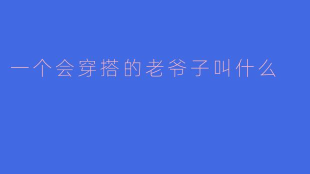 一个会穿搭的老爷子叫什么