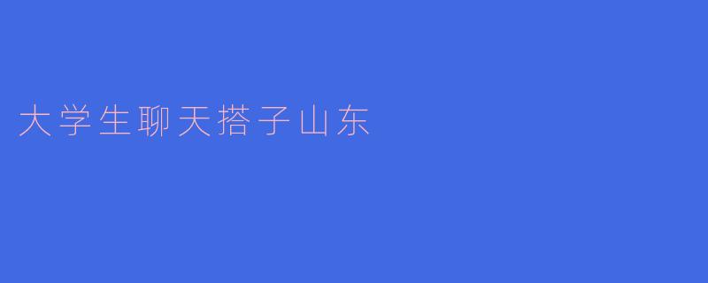 大学生聊天搭子山东