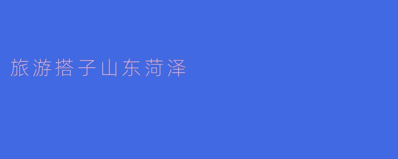 旅游搭子山东菏泽