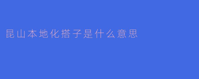 昆山本地化搭子是什么意思？