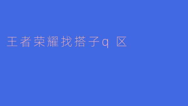 王者荣耀找搭子q区