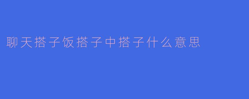 "聊天搭子"和"饭搭子"里的"搭子"具体是什么意思？