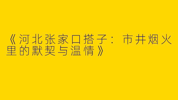 《河北张家口搭子：市井烟火里的默契与温情》