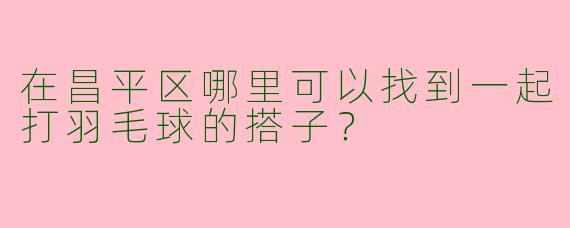 在昌平区哪里可以找到一起打羽毛球的搭子？
