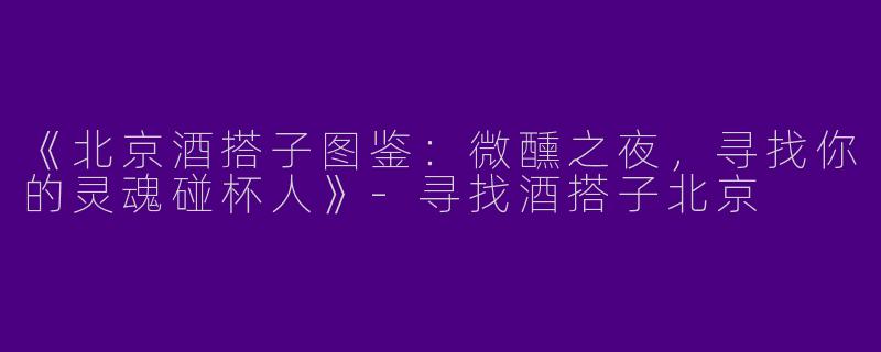 《北京酒搭子图鉴：微醺之夜，寻找你的灵魂碰杯人》-寻找酒搭子北京