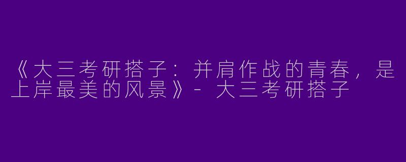 《大三考研搭子：并肩作战的青春，是上岸最美的风景》-大三考研搭子