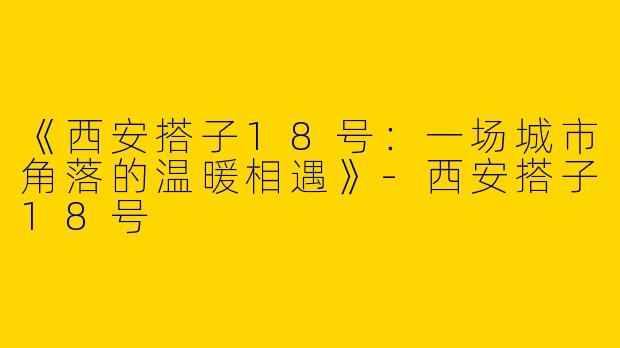 《西安搭子18号：一场城市角落的温暖相遇》-西安搭子18号