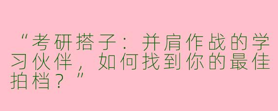 “考研搭子：并肩作战的学习伙伴，如何找到你的最佳拍档？”
