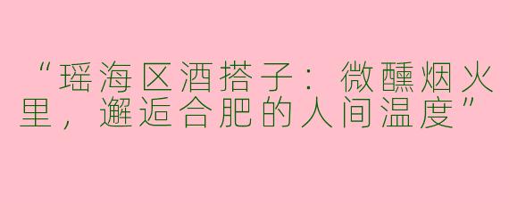 “瑶海区酒搭子：微醺烟火里，邂逅合肥的人间温度”