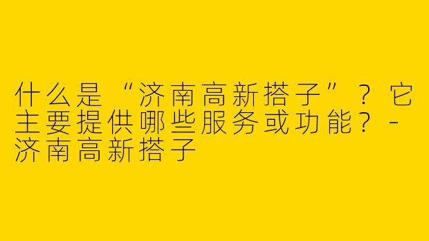 什么是“济南高新搭子”？它主要提供哪些服务或功能？-济南高新搭子