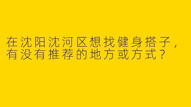在沈阳沈河区想找健身搭子，有没有推荐的地方或方式？
