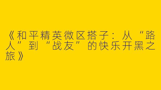 《和平精英微区搭子：从“路人”到“战友”的快乐开黑之旅》