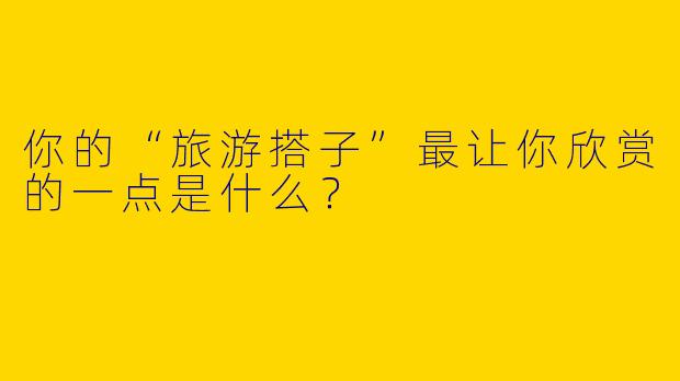 你的“旅游搭子”最让你欣赏的一点是什么？