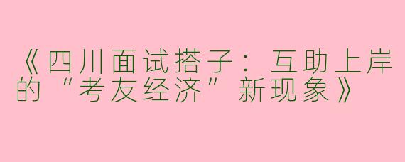 《四川面试搭子：互助上岸的“考友经济”新现象》