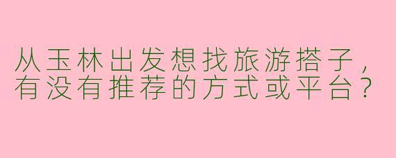 从玉林出发想找旅游搭子，有没有推荐的方式或平台？