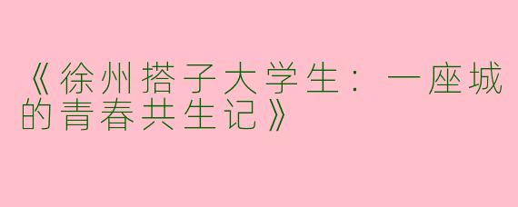 《徐州搭子大学生：一座城的青春共生记》
