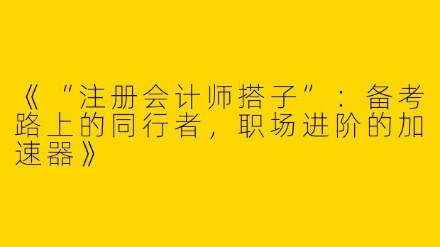 《“注册会计师搭子”：备考路上的同行者，职场进阶的加速器》