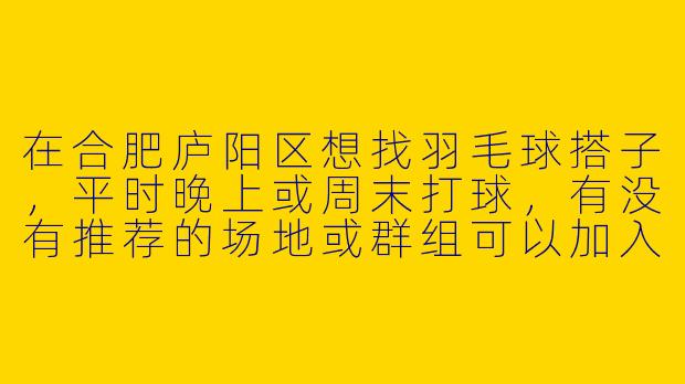 在合肥庐阳区想找羽毛球搭子，平时晚上或周末打球，有没有推荐的场地或群组可以加入？