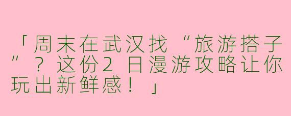 「周末在武汉找“旅游搭子”？这份2日漫游攻略让你玩出新鲜感！」