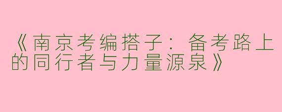 《南京考编搭子：备考路上的同行者与力量源泉》