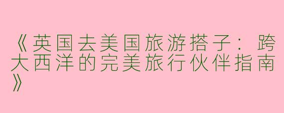 《英国去美国旅游搭子：跨大西洋的完美旅行伙伴指南》