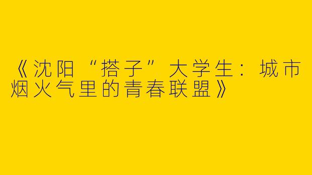 《沈阳“搭子”大学生：城市烟火气里的青春联盟》