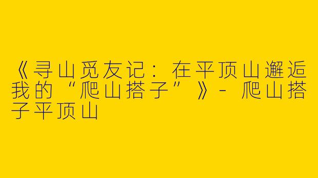 《寻山觅友记：在平顶山邂逅我的“爬山搭子”》-爬山搭子平顶山