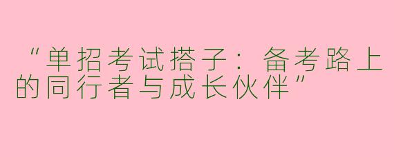“单招考试搭子：备考路上的同行者与成长伙伴”