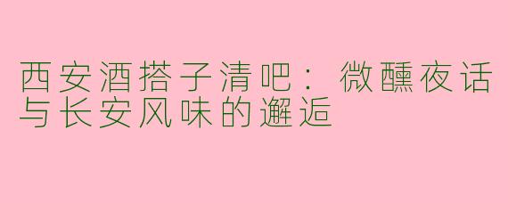 西安酒搭子清吧：微醺夜话与长安风味的邂逅