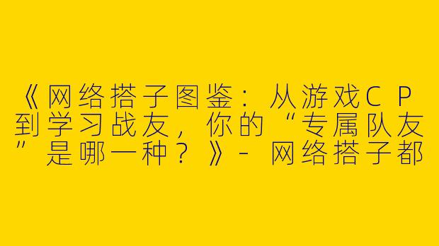 《网络搭子图鉴：从游戏CP到学习战友，你的“专属队友”是哪一种？》